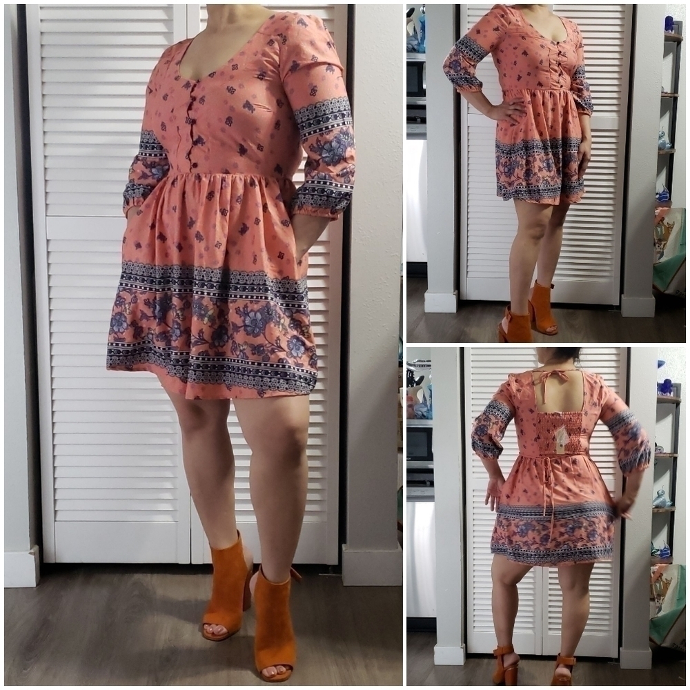 NWT American Rag Cie Dress, Color Orange Navy , Size M